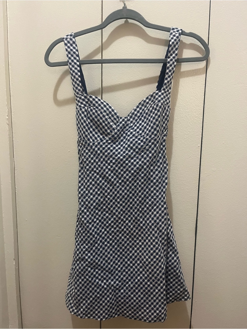 Princess Polly Navy & White Gingham Sweetheart Mini Dress